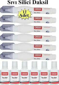 Artlantis Sıvı Silici Daksil ve Kalem Daksil 12 Adet Cassa Fırçalı Sıvı Düzeltici Daksil Yazı Düzeltici Okul Ofis Büro Fırça Uçlu