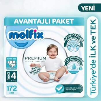Molfix Premium Avantajlı Paket 4 Beden 172 Adet 2'li