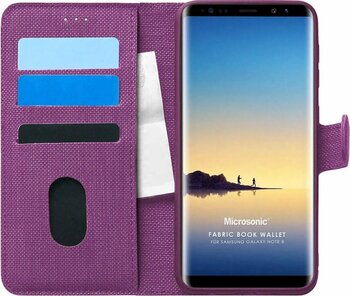 Microsonic Samsung Galaxy Note 8 Kılıf Fabric Book Wallet Mor