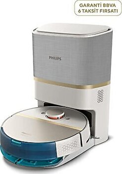 Philips Ultra Premium Islak-Kuru Temizlik Homerun 7000 Yeni Serisi Otomatik Boşaltma Istasyonlu Robot Süpürge -Gelişmiş Performanslı Versiyon - LUCİOLE BEYAZ LAMBADER HEDİYE! - Beyaz - Altın