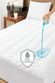 Suvay Kapitone Fittted 200x200 Çift Kişilik Battal Boy Sıvı Geçirmez Alez Beyaz Renkli Kapitoneli Yatak Koruyucu Çarşaf Alez - 200 x 200 cm