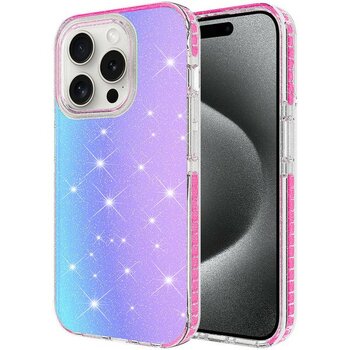 iPhone 15 Pro Uyumlu Parlak Renk Geçişli Scks Velle Kapak-Pembe Koyu