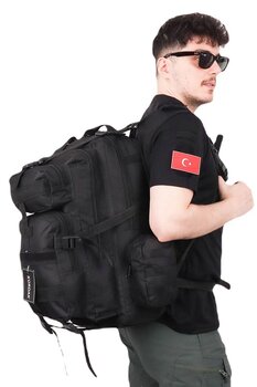 KORDAK Siyah 45 Lt Taktik Sırt Çantası - Fonksiyonel Outdoor Tactical Çanta 42 Beden