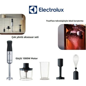 Electrolux E5HB2-8SS Create 5 El Blender Seti 1000W Paslanmaz Çelik Truflow Teknolojili Çırpıcı Doğrayıcı Set - Siyah