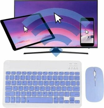 Alfa MEC Apple iPad Air 13 2024 Uyumlu Kablosuz Bluetooth Klavye+Mouse Set - Mor