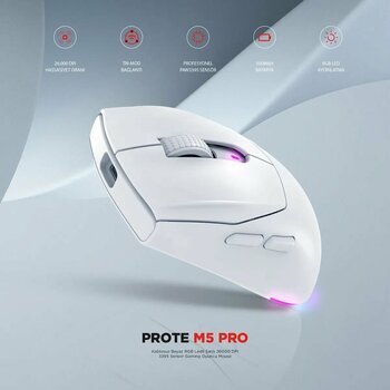 Rampage Prote M5 Pro Kablosuz Beyaz 6 Tuş Kablosuz Bluetooth 2.4 GHz USB Alıcı 26000 DPI Oyuncu Mouse
