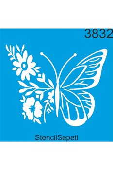 StencilSepeti Kelebek Ve Çiçekler Desen Stencil Boyama Şablonu