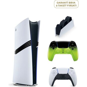 Sony Playstation 5 Pro 2tb Oyun Konsolu + 2. Ps5 Kol Remix Green + Ps5 Şarj Istasyonu - Beyaz