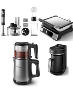 Philips 4'lü Çeyiz Seti (HD6301/90 Tost Makinesi + HD7350/00 Çay Makinesi + HR2695/01 Blender Seti+HDA150 Kahve Makinesi)