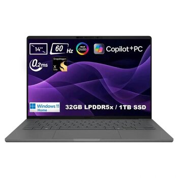 ASUS Zenbook 14 UX3407RA-QD057W Gri Snapdragon X Elite X1E-78-100 32 GB 1920x1200 14 inç Laptop