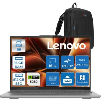 Lenovo Ideapad Pro 5 Intel Core Ultra 7 255H 16GB 512GB SSD 8GB/RTX5050 16" 2.8k (2880X1800) OLED 1100NITS 120Hz Freedos Taşınabilir Bilgisayar 16I...
