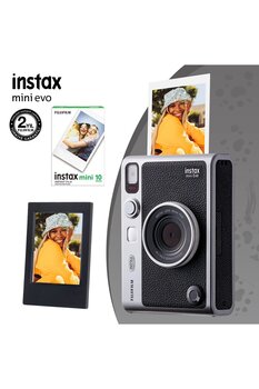 Fujifilm Instax Mini Evo Siyah Fotoğraf Makinesi 10lu Film ve Çerçeve