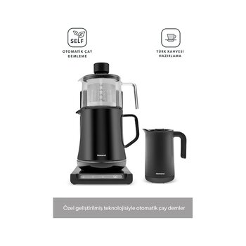 Homend Smart Royaltea Plus 2 In 1 Otomatik Çay Ve Türk Kahve Makinesi Wifi Mat Siyah