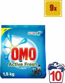 Omo Matik Active Fresh 1,5 kg Toz Çamaşır Deterjanı 9'lu Set - 13,5 kg
