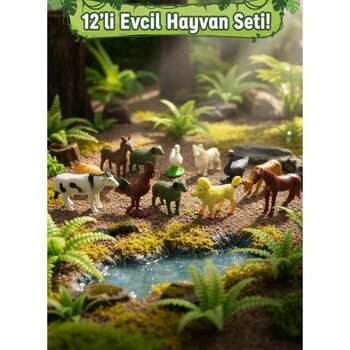Craftivio 12'li Çiftlik Hayvanları Figür Seti - Eğitici Minyatür Oyuncak Hayvanlar (Montessori & Pasta Süsü) - Çok Renkli