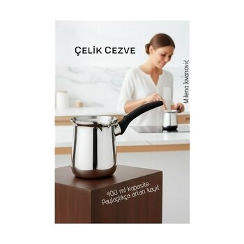 Pazarcan Çelik Cezve 400 ml - Süt ve Kahve Cezvesi - 001-Renkli