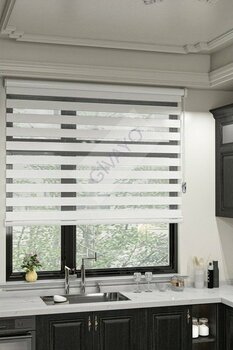 Givayo Stor Ithal Ekru Pliseli Etek Dilimsiz Zebra Stor Perde - 100 x 180 cm