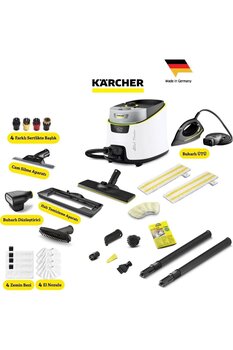 Karcher Sc 5 Deluxe Signature Line Profesyonel Max Set Buharlı Temizlik 2200W 4 Bar Cam Halı Sert Zemin Kimyasalsız Hijyenik Yüksek Basınçlı Ev Tipi Endüstriyel Buhar Temizleyici Almanya Üretimi