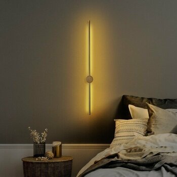 Moira Modern Led'li Uzun Çubuk Aplik Parlak Gold, Tekli LED Duvar Aplik Aydınlatma 3000K Sarı Işık SWORD-13487