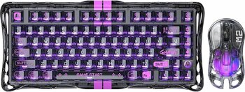 Gravastar Mercury V75 Lite Hall Effect, Rapid Trigger 8.000 Hz Kablolu Manyetik Klavye + M2 26.000 Dpi Rgb Kablosuz Mouse Oyuncu Seti, Şeffaf Siyah