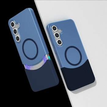 Galaxy S24 Fe Kılıf M-Safe Şarj Özellikli Mıknatıslı Aden Duble Kapak - Lacivert