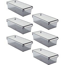 Buzdolabı İçi Organizer Dolap İçi Düzenleyici Saklama Kabı 360x150x100 mm Şeffaf Siyah 6 Lı 02 Gri