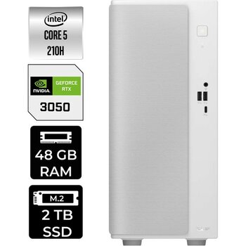 Asus V500 Mini Tower Core 5 210H RTX 3050 48GB RAM 2TB SSD Win11 Pro V50105210H016WP531 Mini PC + Per4 USB - Beyaz