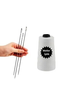 Metler Yorgan Iğnesi Çuvaldız Iğne 25 Cm (2 Adet),yorgan İpi ( 1 Adet) 2'li Set