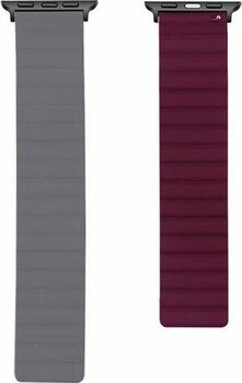 Cep Case Apple Watch 7 41MM Kordon/kayış Çift Renk Mıknatıslı Ayarlanabilir Kordon - Gri - Kırmızı - Gri-Kırmızı