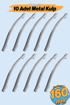 Badem10 Elif Krom Metal 10 ADET Kulp 160 mm-16 cm Mobilya Çekmece Mutfak Dolap Kapak Kulpları Kulbu Kulpu