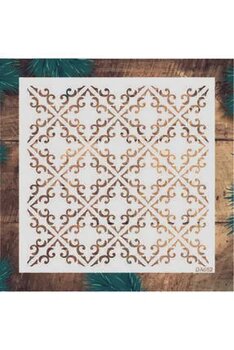 STENCİLTASARIM Da052 Dekoratif Duvar Eşya Fayans Kumaş Boyama Şablonu 30x30 Cm