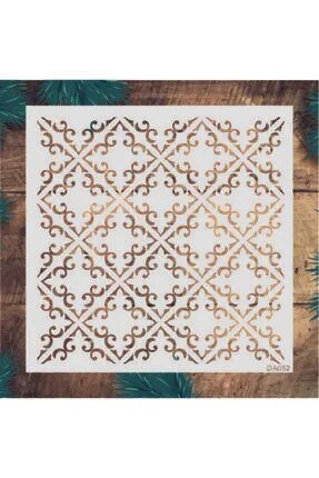 STENCİLTASARIM Da052 Dekoratif Duvar Eşya Fayans Kumaş Boyama Şablonu 30x30 Cm