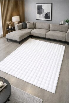 ULTRA HALI Fluffy Serisi Tavşan Tüyü Yıkanabilir Leke Tutmaz Kaymaz Taban Peluş Halı Salon Oturma Odası Halısı