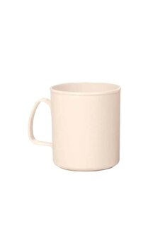 HOLLYHOME Plastik Kulplu Kupa Bardak Plastik Su, Meşrubat Bardağı 300ml 8,5(h)x7,5cm Krem