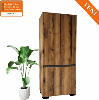 VM VERTEX MOBİLYA Floransa 4 Kapılı Flr4-ıa2 Ceviz- Antrasit Gardırop-çok Amaçlı Dolap-yüklük