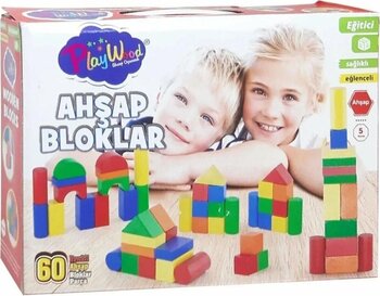 Nessiworld Kutuda Ahşap 60 Parça Renkli Bloklar