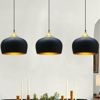 Bamyum Üçlü Çember Siyah Metal Avize Salon Masaüstü Mutfak Cafe Ofis Tekli Avizeler Lamba Aydınlatma - 3'lü