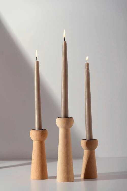 Gizemli Home Natural Wooden Peri Bacaları 3lü Ahşap Şamdan