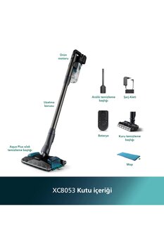Philips 8000 Serisi Aqua Kablosuz Dik Süpürge, 80 dk'ya Çalışma, PrecisionPower Aqua Plus Başlık,