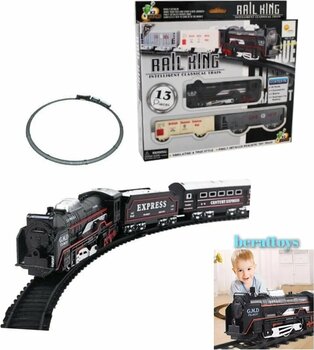 berattoys 13 Parça Pilli Işıklı Tren Seti Oyuncak Tiren 1 Lokomotif 2 Vagon Raylı Klasik Kara Tren