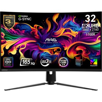 MSI 31.5" MAG 321CUP QD-OLED 3840x2160 (UHD) 16:9 CURVE 1700R QD-OLED 165HZ 0.03MS G-SYNC COMPATIBLE GAMING MONITOR - Siyah