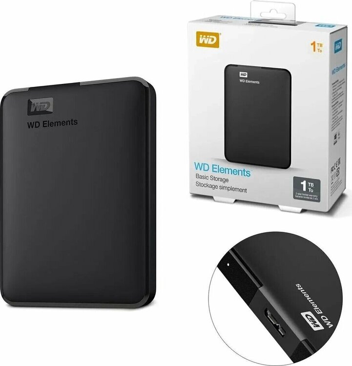 Western Digital Elements 1 TB Siyah USB 3.0 Taşınabilir Hard Disk