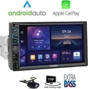 Harward Hr-G752 İnce Kasa Ayarlanabilir Car Playli Oto Double Teyp 7''İnç Bluetooth-Usb-Aux-Sd-Fm +Kamera