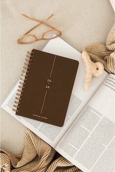 2026 A5 Spiralli Keten Haftalık Ajanda 12 Aylık - Kahverengi Kahverengi