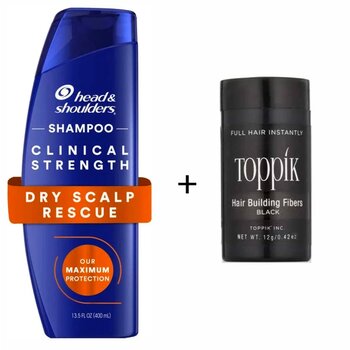 Head&Shoulders Clinical Strength Dry Scalp Rescue Kuru Saç Deri Şampuan 400Ml + Toppik Hair Building Saç Dolgunlaştırıcı Fiber Black 0,42Oz / 12Gr