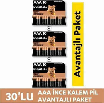 Duracell Lr03/mn2400 Aaa Blister İnce Kalem Pil 3 X 10'lu
