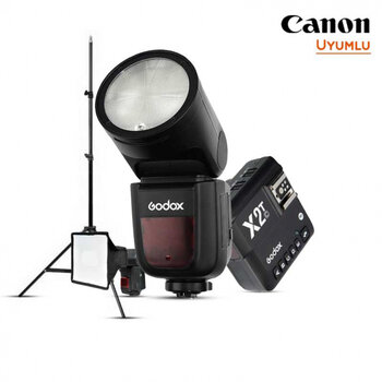 Godox V1 Canon Flaş Full Set (Flaş, Tetikleyici, Softbox, Tripod)