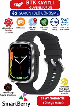 Smartberry Sim Kartlı 1.4 inç Siyah Akıllı Çocuk Saati
