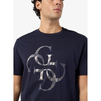 Guess M6RI03I3Z14 Ss Bsc Shimmer Quatt Erkek Tişört - Lacivert - S