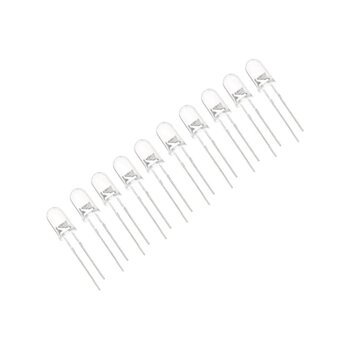 5mm Şeffaf Mantar Led Beyaz Işık Yüksek Parlaklık - 10 Adet Paket
